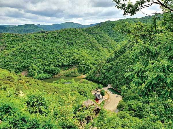 자장암에서 바라 본 오어사.