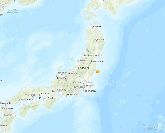 23일 오후 일본 후쿠시마현 앞바다에서 리히터 규모 4.9의 지진이 발생했다. <USGS 자료 캡처>