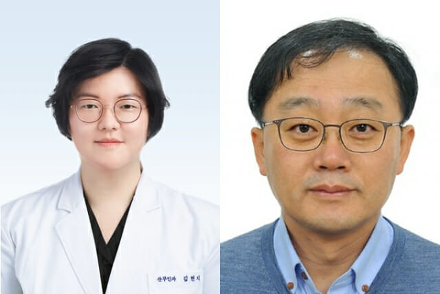 분당서울대병원 산부인과 김현지 교수(왼쪽)와 한국분석과학연구소 정재학 연구소장.)