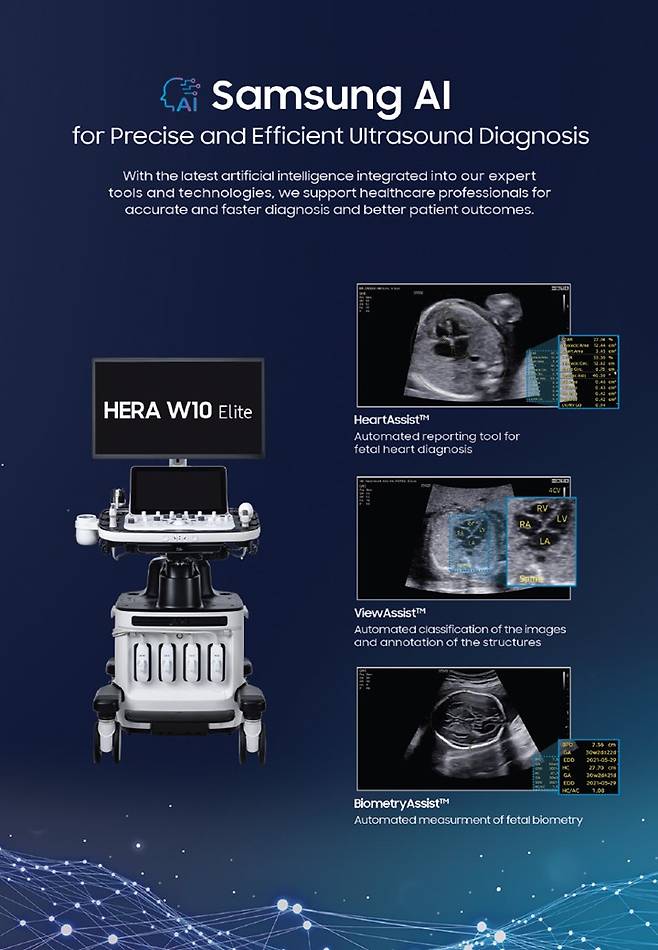 삼성메디슨이 23~27일 포르투갈 리스본에서 열리는 제21회 세계 태아의학 학술대회(WCFM 2024)에서 ‘Samsung AI’라는 테마로 최신 인공지능(AI) 진단 보조 기능을 선보인다. [삼성메디슨 제공]