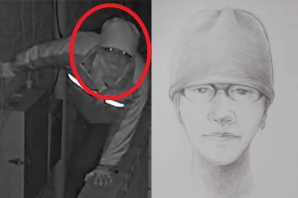 2020년 1월14일 자정쯤&nbsp;구하라씨 집에 침입해 금고만 훔쳐간 남성의 모습이 담긴 폐쇄회로(CC)TV 장면과 범인의 몽타주(오른쪽).&nbsp;SBS ‘그것이 알고 싶다’ 방송화면 갈무리