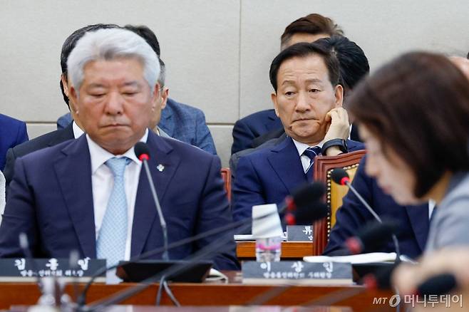 김홍일 방송통신위원회 위원장이 25일 오후 서울 여의도 국회에서 열린 과학기술정보방송통신위원회 5차 전체회의에 출석했다. /사진=뉴스1