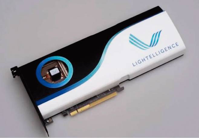 광자칩이 결합된 AI 가속기 허밍버드. [라이트인텔리전스 제공 ]