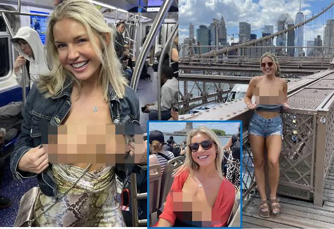 유명 여행지를 다니면서 자신의 큰 가슴을 드러내고 사진을 찍는 여성이 있다. 자신의 행위가 불편하다면 보지말라는 '노출당당' 이 여성은 남녀 성평등이라는 이름으로 자신의 가슴을 보여주고 있다. [사진=미국 일간 뉴욕포스트 보도 갈무리]