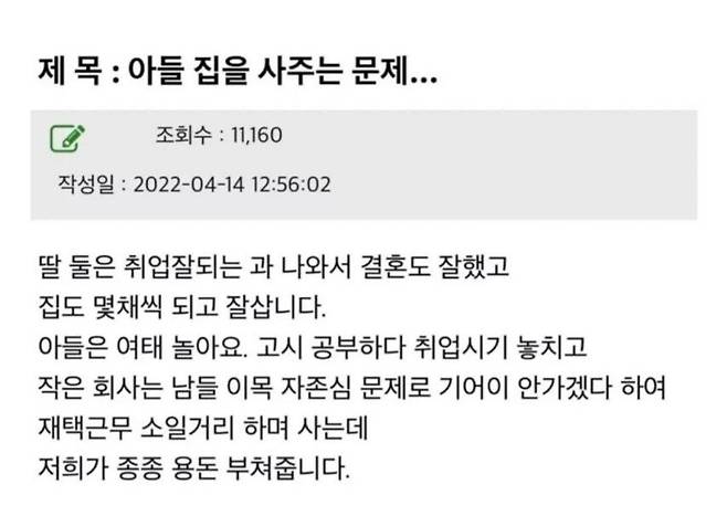 a8d14f5a80547b106de3c75baff62a28.jpg 아들 집사주는 데 딸들에게 서운한 엄마