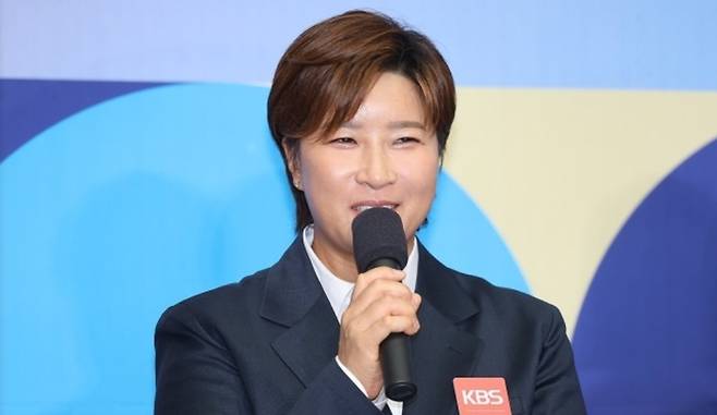 파리 올림픽 KBS 해설위원으로 나선 박세리가 오늘 서울 여의도 KBS신관에서 열린 2024 파리 하계올림픽 KBS 방송단 발대식에서 인사말을 하고 있다. / 사진=연합뉴스