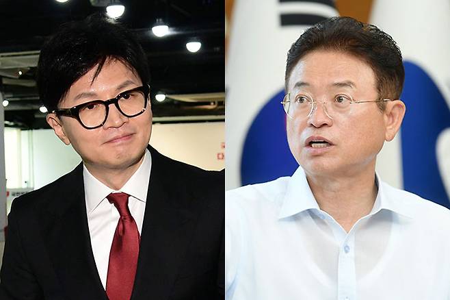 국민의힘 한동훈 전 비상대책위원장(왼쪽), 이철우 경북도지사. 윤창원 기자·연합뉴스