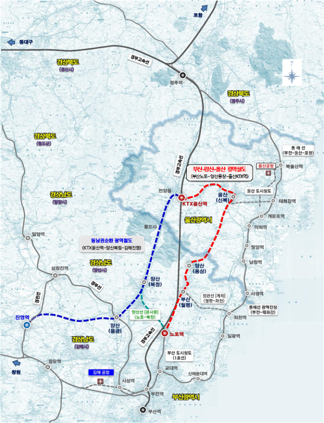 ▲ 동남권 광역철도 노선도. ⓒ부산시