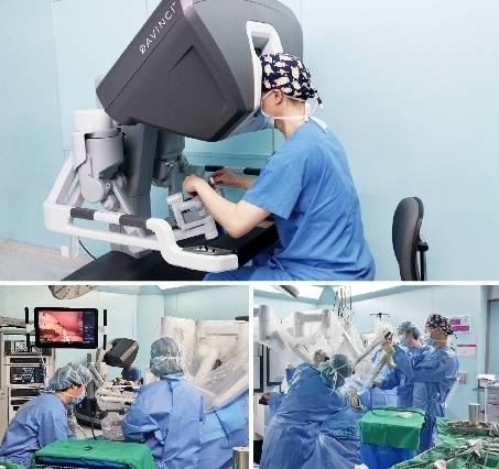 로봇수술시스템으로 담낭절제술을 시행하고 있는 에이치플러스 양지병원 의료진