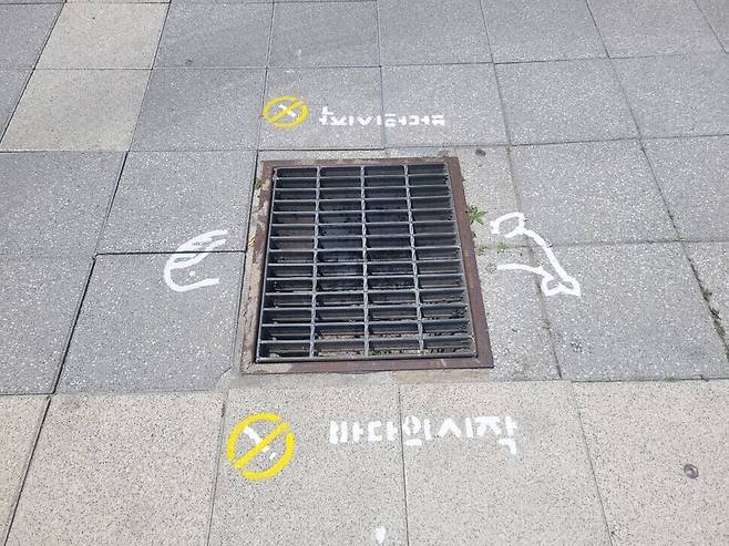 청주충북환경운동연합 등이 청주 곳곳에서 진행하는 ‘바다의 시작’ 캠페인. 청주충북환경운동연합 제공