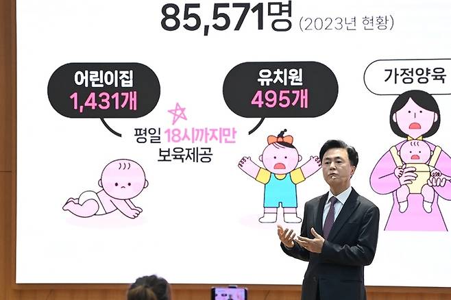 김태흠 충남지사가 지난 4월3일 충남도청에서 저출생 극복대책을 발표하고 있다. 충남도 제공