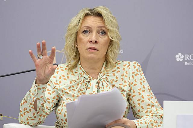 ▲ 마리아 자하로바 러시아 외무부 대변인이 26일(현지시각) 제12회 상트페테르부르크 국제 법률 포럼에 참석해 발언하고 있다. ⓒ타스통신=연합뉴스