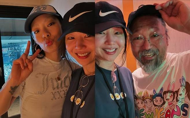 리나 사와야마와 무라카미 다카시와 인증샷을 남긴 어도어 민희진 대표. 사진ㅣ민희진 SNS