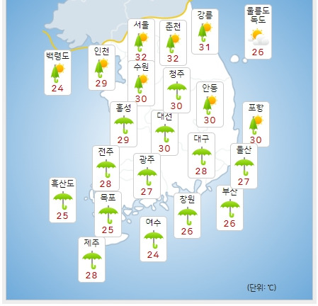 ⓒ기상청: 오늘(29일) 오후 전국날씨