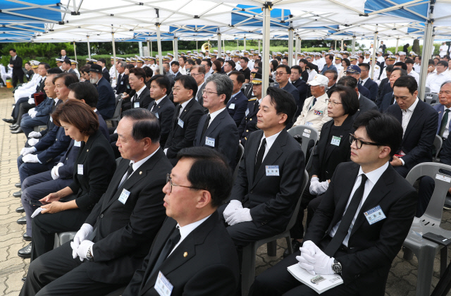 29일 오전 경기도 평택시 해군 제2함대사령부에서 '제2연평해전 승전 22주년 기념식'이 열리고 있다. 연합뉴스