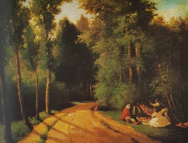 카미유 피사로, '몽모랑시에서의 피크닉', 1858, 캔버스에 유채, 37x47cm, 개인소장