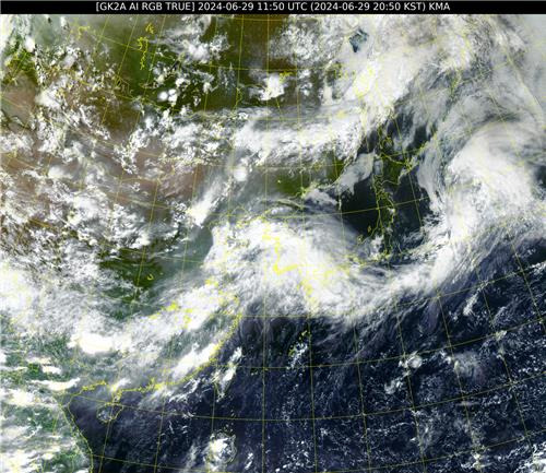 29일 오후 8시 50분 한반도 주변 위성 영상. [국가기상위성센터 제공. 재판매 및 DB 금지]