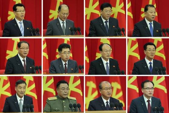 노동신문은 30일 "당 중앙위원회 제8기 제10차 전원회의 2일 회의가 지난 29일에 진행됐다"라고 보도했다. 신문이 이날 공개한 사진에는 참석 간부 전원이 김정은 국무위원장의 얼굴이 단독으로 새겨진 배지(초상휘장)을 착용한 모습이 담겼다. 노동신문, 뉴스1