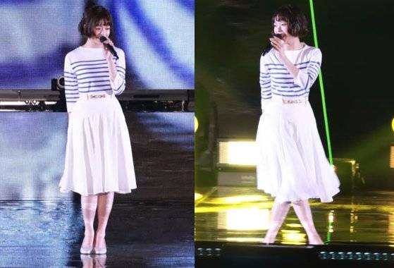 걸그룹 뉴진스의 멤버 하니가 지난달 26~27일 일본 도쿄돔에서 열린 팬 미팅 ‘2024 버니즈 캠프’에서 일본 가수 마츠다 세이코의 노래 '푸른 산호초'를 부르는 모습. 사진 유튜브 채널 '버니즈동물병원' 캡처