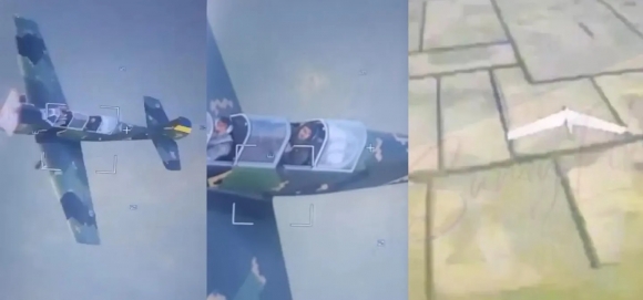 러시아의 정찰 드론이 촬영한 우크라이나 Yak-52의 모습