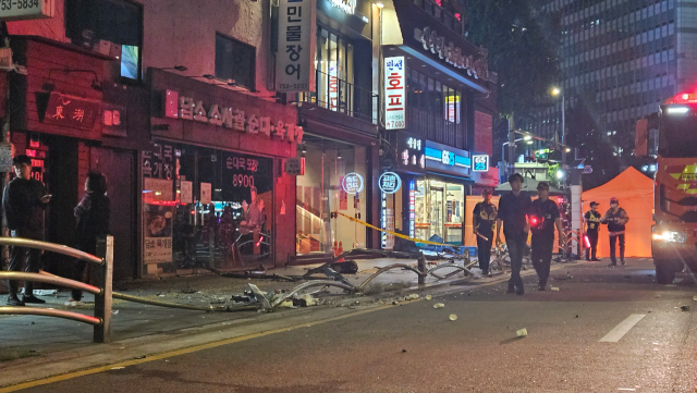 시청역 교차로 인근 사고 현장. 채민석 기자