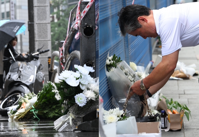 서울 시청역 역주행 사고로 9명이 숨진 가운데 3일 시민들이 사망자들을 추모하고 있다. 윤웅 기자, 연합뉴스