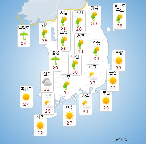 ⓒ기상청: 오늘(4일) 오후 전국날씨