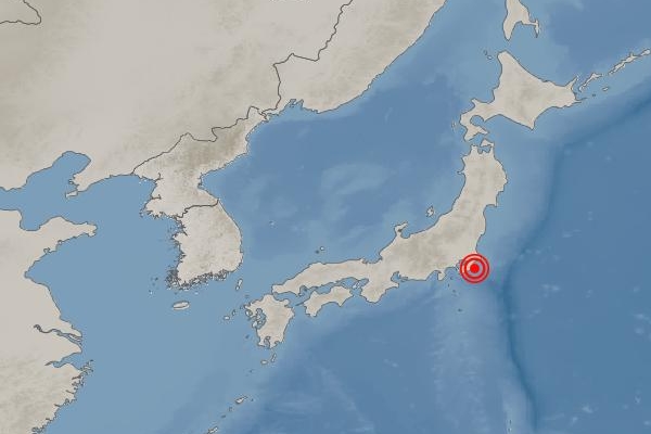 일본 기상청은 4일 “지바현 지바시 남동쪽 해역에서 규모 5.4의 지진이 발생했다”고 밝혔다. 그림은 한국 기상청이 빨간색 점으로 표시한 지진 발생 지점. 한국 기상청 홈페이지