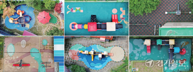 경기지역 초등학교와 유치원 놀이터 바닥에 사용한 탄성포장재에서 기준치 이상의 PAHs가 검출된 가운데 시공 이후에는 안전검사 규정이 미흡한 것으로 나타나 아이들의 건강이 위협받고 있다. 사진은 탄성포장재를 사용한 도내 초등학교, 유치원 놀이터 예시. 조주현·홍기웅기자