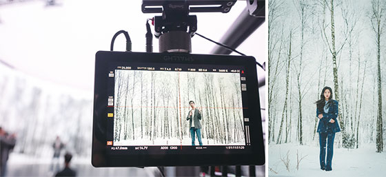 tvN 드라마 ‘눈물의 여왕’에서 화제를 모았던 눈 덮인 자작나무 숲 장면은 CJ ENM 버추얼 프로덕션 스테이지 AI 영상 화면을 활용해 촬영했다. (CJ ENM 제공)