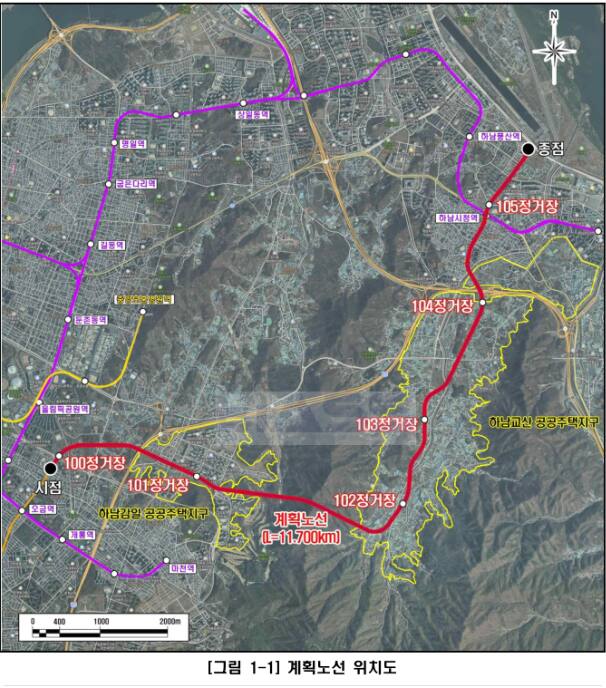 송파하남선 노선도 및 정거장 위치도. 하남시 제공