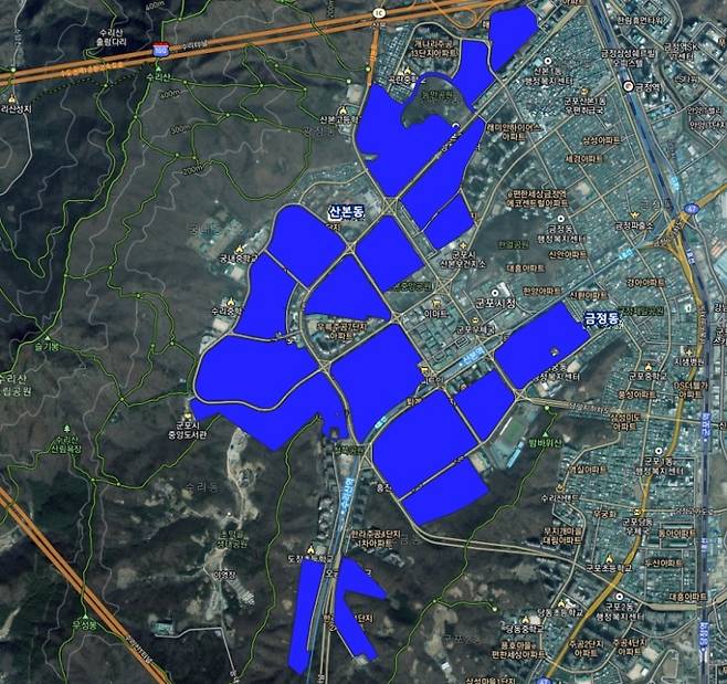 군포시 산본동 일원 토지거래허가구역  [경기도 제공. 재판매 및 DB 금지]
