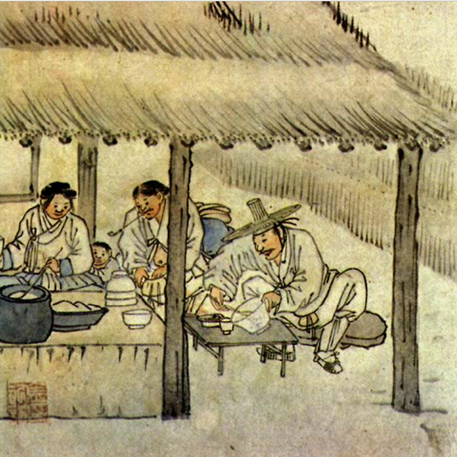 풍속화의 대가 단원 김홍도의 주막 작품.