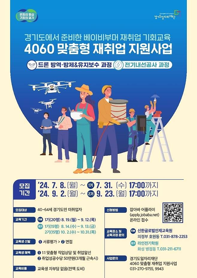 경기도일자리재단 ‘2024년 4060 맞춤형 재취업 지원사업’ 교육에 참여할 훈련생을 모집한다.(경기일자리재단 제공)/뉴스1