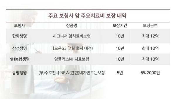 주요 보험사 암 주요치료비 보장 내역 / IT조선