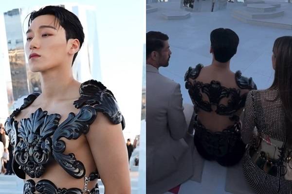 에이티즈 산(본명 최산)이 이탈리아 밀라노에서 진행된 럭셔리 브랜드 돌체앤가바나쇼에 참석했다가 인종차별 논란에 휘말리자 직접 해명에 나섰다. /사진=에이티즈 공식 인스타그램, 온라인커뮤니티