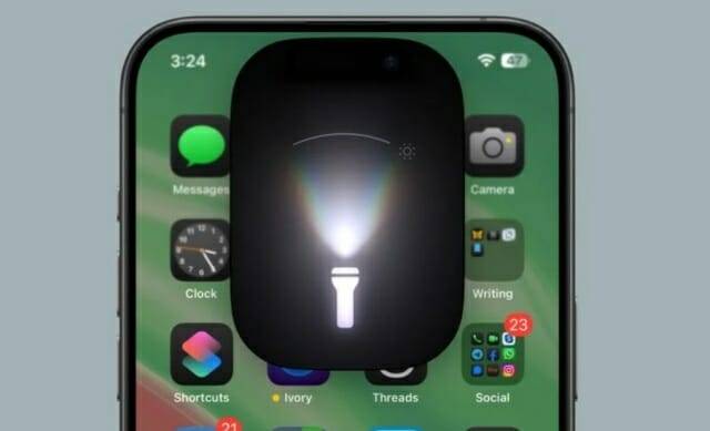 새롭게 바뀌는 손전등 UI (사진=맥루머스)