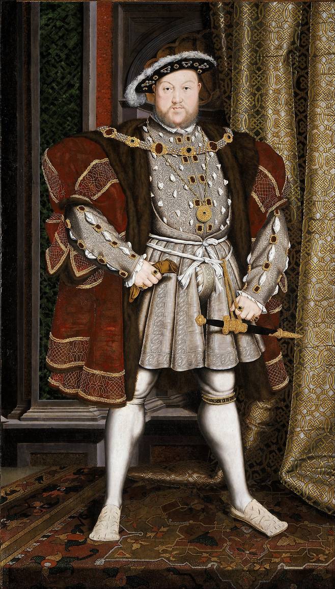 한스 홀바인, 헨리 8세 초상화(Portrait of Henry VIII), 1537, 캔버스에 유채, 239x134.5cm [워커 박물관]