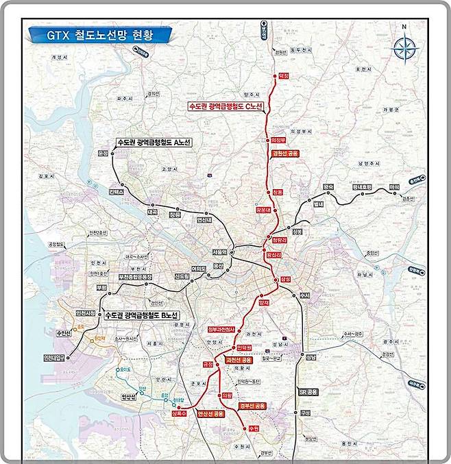 [대전=뉴시스] GTX-C 노선도.(사진=코레일 제공) *재판매 및 DB 금지