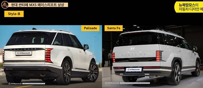 현대차 '싼타페 페이스리프트' 예상도 (출처 : 뉴욕맘모스)