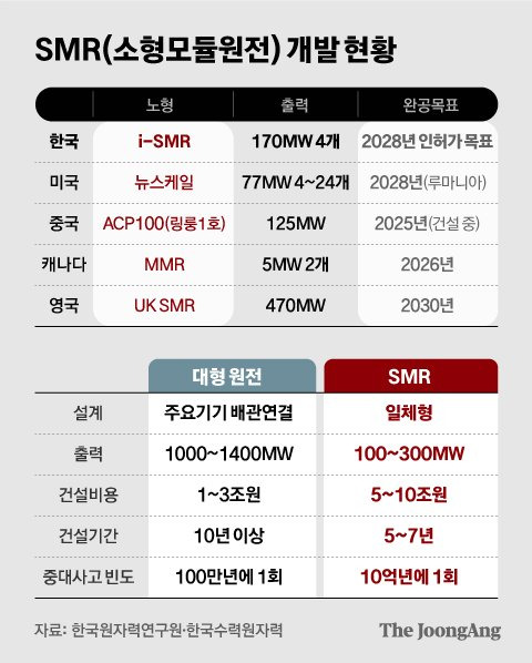 SMR(소형모듈원전) 개발 현황 그래픽 이미지. [자료제공=한국원자력연구원·한국수력원자력]