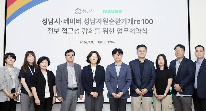 네이버1784에서 열린 성남시와 네이버의 성남자원순환가게re100 관련 업무협약식 [네이버 제공]