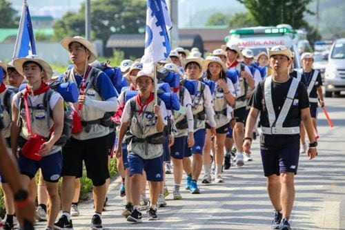 동아제약인 지난 2017년 실시한 제20회 국토대장정 모습/동아제약 제공