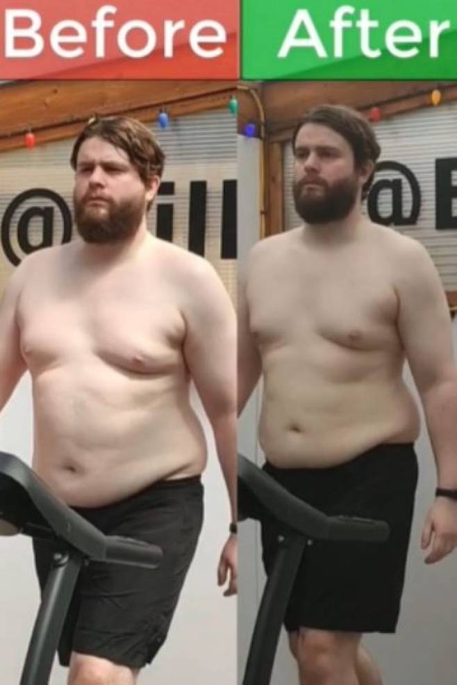 매일 1만 보씩 걸어 한 달에 총 12kg를 감량한 남성의 영상이 인기를 끌고 있다. 다이어트 전후의 모습./사진=틱톡 Caloriecountingclub 캡처