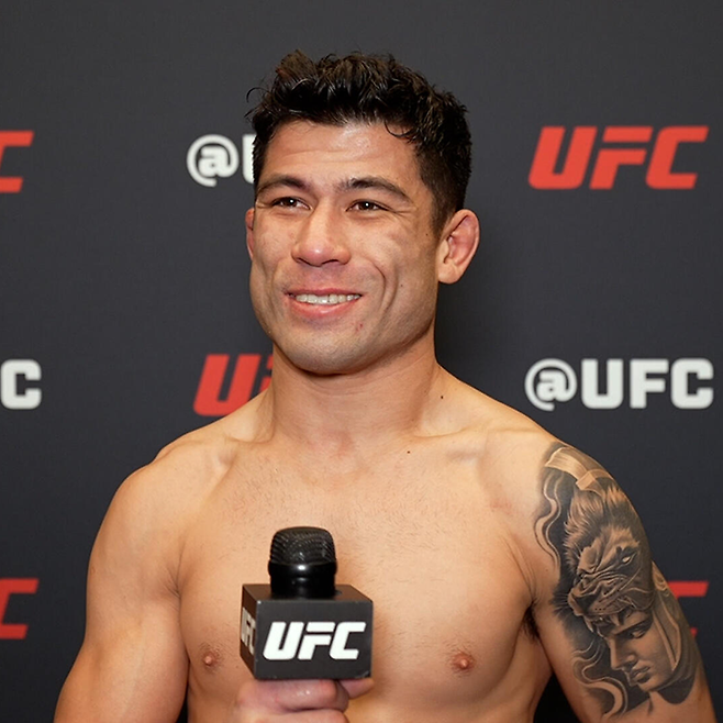 하이더 아밀이 2024년 2월 UFC on ESPN+ 94 승리 인터뷰를 하고 있다. 사진=TKO