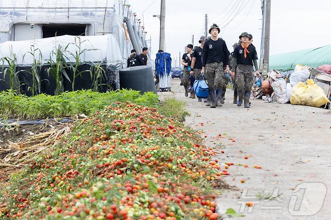 16일 전북 익산시 망성면 등 수해복구 지역에 육근 35보병사단 등 군 장병 1900여명이 투입됐다.(익산시 제공)