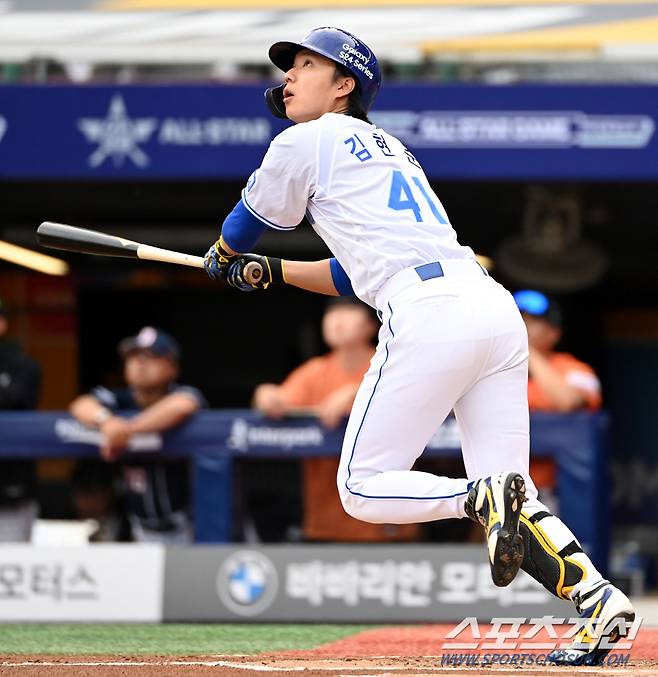 5일 인천SSG랜더스필드에서 열린 2024 KBO 퓨처스리그 올스타전, 남부 올스타 삼성 김현준이 타격을 하고 있다. 인천=허상욱 기자wook@sportschosun.com/2024.07.05/