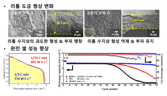 광주과학기술원은 리튬금속전지의 에너지 밀도와 수명을 2배 이상 향상시켜 전기차 주행거리를 늘릴 수 있는 삼차원 고분자 절연 구조체를 개발했다. GIST 제공