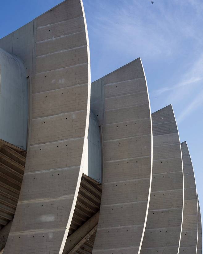 파르크 데 프랭스 경기장의 스탠드를 지지하는 구조물의 디테일.