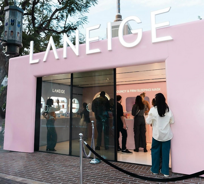 지난 4월 진행된 라네즈 바운시 앤 펌 슬리핑 마스크 LA 팝업 전경. [라네즈 미국 인스타그램]